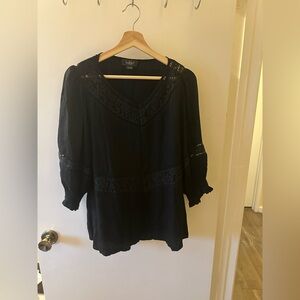 Belldini Black Lace Accent Blouse